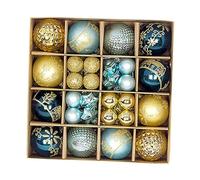 Fenteer Ensemble de 44 Boules de Noël pour Décoration d'arbre Festif, Bleu et Or
