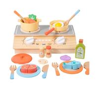 Fenteer Ensemble de Cuisine de Jeu de Simulation Ustensiles de Cuisine Jouet de Pâques Ensemble de Jeu en Bois pour Enfants