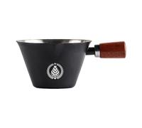 Fenteer Espresso Cup En Acier Inoxydable avec Poignée En Bois Bec Verseur Précis Marquage Gradué Capacité 100ml Adaptée pour Préparation de Café Boissons Dess, Noir