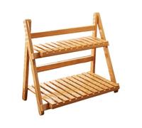 Fenteer Étagère à Plantes en Bambou Résistante à Deux Niveaux Présentoir Élégant pour Fleurs et Décoration Solution de Rangement Optimale Adapté pour Intérie, Marron Clair 40 Cm