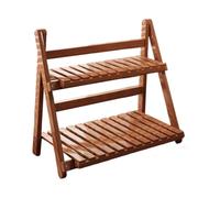 Fenteer Étagère à Plantes en Bambou Résistante à Deux Niveaux Présentoir Élégant pour Fleurs et Décoration Solution de Rangement Optimale Adapté pour Intérie, Marron Foncé 30 Cm