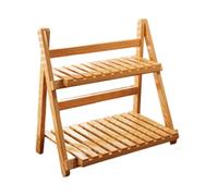 Fenteer Étagère à Plantes en Bambou Résistante à Deux Niveaux Présentoir Élégant pour Fleurs et Décoration Solution de Rangement Optimale Adapté pour Intérie, Marron Clair 30 Cm