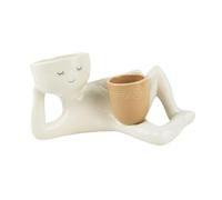 Fenteer Figure de Jardin en Résine avec Pot à Fleurs Doubles pour Décoration Intérieure, avec du Jardinière Jaune