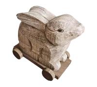 Fenteer Figurine de Lapin En Bois Sculpté, Jolie Figurine D'animal Moderne pour étagère de Salon