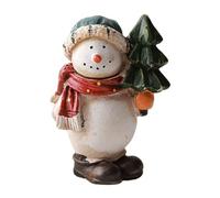 Fenteer Figurine de Noël Ornement Bonhomme de Neige Statue Miniature Décoration Résine Fonction Compacte Adaptée pour Chambre Fête Cadeau Diorama, Style D