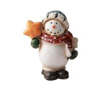Fenteer Figurine de Noël Ornement Bonhomme de Neige Statue Miniature Décoration Résine Fonction Compacte Adaptée pour Chambre Fête Cadeau Diorama, Style C