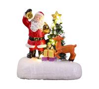 Fenteer Figurine de Père Noël en résine, collection de sculptures de Père Noël éclairées, statue de pour festival, fête, bibliothèque, bureau, salon, Statue Du Cerf Du Père Noël