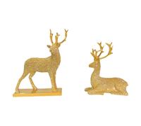 Fenteer Figurines de Rennes Figurines de Cerfs Artisanat Décoration de Vacances Statue de cerf d' décorative Sculpture d' pour Bureau Cheminée, Or