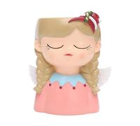 Fenteer Flower Pot Planter avec Design Fille Rigolote en Résine Cache-Pot Planteur Compact pour Bureau Vase Original Décoratif de Petite Taille Contenant Plan, Style A