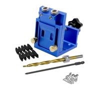 Fenteer Gabarit de Trou Oblique Outil de Menuiserie Kit de Perçage Guide de Bois Alliage D'Aluminium Adapté Aux Bricoleurs Projets Domestiques 6.5cmx, Perceuse Bleue 2