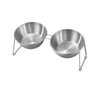 Fenteer Gamelle pour Chat Bol de Nourriture surélevé Mangeoire Inclinée Plat pour Chaton en Acier Inoxydable avec Support Antidérapant Approprié pour La mais, Bols Doubles Ronds