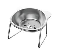 Fenteer Gamelle pour Chat Distributeur d'eau Plat d'alimentation Récipient à Croquettes Incliné en Acier Inoxydable sur Support Stable Adapté pour Le Confort, Ours