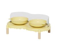 Fenteer Gamelles surélevées pour Chat Ensemble de Bols Doubles Station d'alimentation Mangeoire en Céramique avec Support Stable Adapté pour Petits Chats et, Jaune