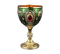 Fenteer Goblet Rétro Vintage Gobelet Métal Embossé Coupe Mini Décoratif Collection Cadeau Fonction Table Maison, or Vert