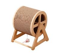 Fenteer Griffoir pour Chats Jouet Griffoir Interactif Portable Stable Bois Exercice Grattage Protection Meubles Forme Roue avec Support Convient Aux Chats Dé, Couleur du Bois