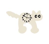 Fenteer Horloge Murale Chat Animal Décorative en Acrylique Mouvement Silencieux Forme Créative Convenant à La Chambre d'enfant Salon Studio, Beige