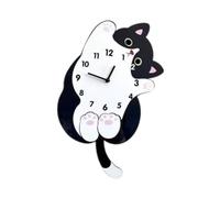 Fenteer Horloge Murale Chat Dessin animé, silencieuse et sans, Adorable décoration Murale pour café, Maison, Magasin, Bureau, Salle à Manger, avec Queue Pivotante, 30cmx40cm