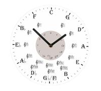 Fenteer Horloge Murale Musique Note Décorative Ronde Silencieuse Acrylique Moderne sans Batterie Adaptée pour Salon Bureau Chambre Hôtel et Studio Mus, 20cm