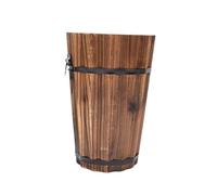 Fenteer Jardinière Tonneau Pot de Fleurs Bac à Fleurs Seau Décoratif en Bois de Qualité avec Trous de Drainage Adapté pour La Décoration du Balcon de La Terr, Style B, M