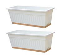 Fenteer Jardinières de Balcon, Pots de Culture de légumes rectangulaires décoratifs avec Trou de Drainage pour terrasse, Porche, intérieur, Salon, extérieur, Blanc