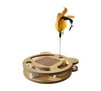 Fenteer Jouet à Billes en Bois à 2 Couches pour Chat Jouet Rotatif pour Chat Jouet à Plumes pour Chat Jouet de Jeu pour Chaton