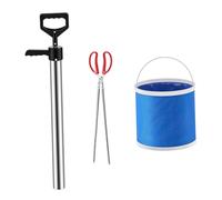 Fenteer Kit de 3 Pompes de Plage Pliables, Outils de pêche légers, extracteur de Plage en Acier Inoxydable, Pince à crabes pour crabes, L