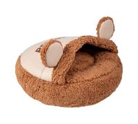 Fenteer Lit pour Chat Couchage pour Chaton Niche avec Couvercle Panier en Peluche en Forme de Chausson Offrant Un Espace Privé Adapté pour Les Animaux Aimant, 50x50cm