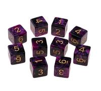 Fenteer Lot de 10 Dés à Jouer de 2 Couleurs Dés Carré D6 pour Jeu de Société - 16mm - Violet + Noir