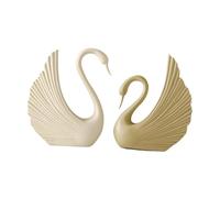 Fenteer Lot de 2 figurines d'animaux, statues de cygne, ornement décoratif de table, sculpture d'oie pour bibliothèque ou salon.