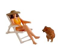 Fenteer Lot de 2 Figurines Miniatures de Vacances à La Plage à L'échelle 1/64, Peintes.