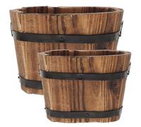 Fenteer Lot de 2 Pots de Fleurs en Bois avec Pelle en Bois et Tonneau pour Jardin