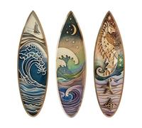 Fenteer Lot de 3 Décorations Murales en Bois pour Chambre à Coucher, Plage, Salon, Intérieur