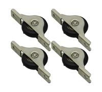 Fenteer Lot de 4 poulies pour portes coulissantes, roulettes pour portes coulissantes de salle de bain, pièces détachées, roulettes en nylon, fixations, Noir Moyen
