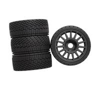 Fenteer Lot de 4 roues et pneus robustes pour maquettes de bricolage, pièces de rechange professionnelles pour 1/7 W233, Maléfice Noir