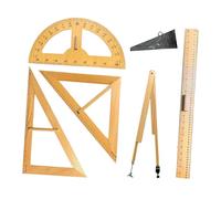 Fenteer Lot de 5 grandes règles d'enseignement des mathématiques, rapporteur, aides pédagogiques avec sac de rangement, règle droite de bureau, triangle à