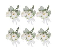 Fenteer Lot de 6 Boutons de Mariage en Fleurs Artificielles pour Mariée et Marié