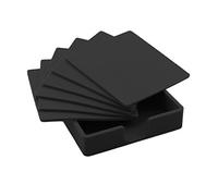 Fenteer Lot de 6 dessous de verre carrés antidérapants en silicone, faciles à nettoyer, noir, 9,8 x 9,8 x 0,3 cm