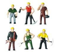 Fenteer Lot de 6 figurines miniatures à l'échelle 1:87, représentant des ouvriers du bâtiment pour diorama ou table à sable.