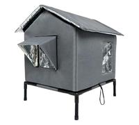 Fenteer Maison pour D'Extérieur Cube Étanche Élevée avec Coussin Refuges pour s Oxford Résistant pour Hiver Adaptée à Grange Porche Balcon Garage, Gris Foncé, M