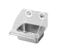 Fenteer Mangeoire à Oiseaux Perchoir Bol Alimentaire Accessoire d'alimentation pour Cage Conception Compacte en Acrylique Acier Inoxydable Adaptée Aux Perruch, L