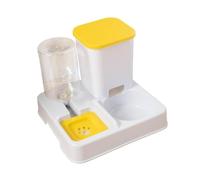 Fenteer Mangeoire et Abreuvoir Automatiques pour Chats, Ensemble Pratique à Deux Compartiments, Jaune Blanc