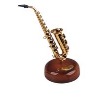 Fenteer Mini boîte à musique en forme de saxophone, décoration d'instrument de musique rotative pour bureau, 15cmx20cm