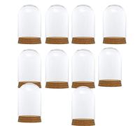 Fenteer Mini Couvercle en Verre Clair Dôme Cloche Couverture Hémisphère Liège Base Table Decor - 10pcs 8x12cm