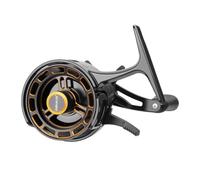 Fenteer Moulinet de Pêche Roulement Billes Alliage Aluminium Léger Glace Poignée Confort Pratique Convient Pêcheurs Extérieur Résistant, Or Noir