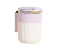 Fenteer Mug à Café Mélangeur Automatique électrique avec Couvercle et Poignée, Idéal pour Le Chocolat, Les Protéines, La Randonnée et Le Bureau, Blanc Violet