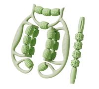 Fenteer Muscle Roller Massage Manuel pour Jambes Bras Épaules Rouleau de Massage Fascia Poignée Antidérapante Matériau PP Adapté Sportifs Gymnase Maison Déte, Vert
