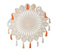 Fenteer Napperon en coton fait crochet, décoration de la maison, nappe ronde, macramé, tapisserie murale à suspendre pour café