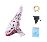 Fenteer Ocarina 12 Trous En Do, étui de Transport, élégant et Léger, Objet de Collection avec Recueil de Chansons, Piccolo pour Mélomanes Débutants, fleur rouge