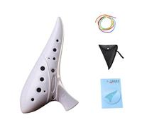 Fenteer Ocarina 12 Trous En Do, étui de Transport, élégant et Léger, Objet de Collection avec Recueil de Chansons, Piccolo pour Mélomanes Débutants, blanc