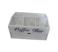 Fenteer Organisateur de station de café en bois Décor de bar à café Organisateur de condiments de thé rustique Panier de rangement de comptoir pour coiffeuse, Couche Double